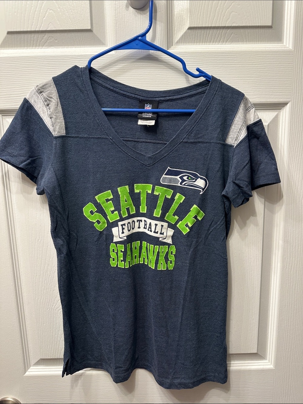 NFL Seattle Seahawks Navy T-Shirt with Lime Green Logo